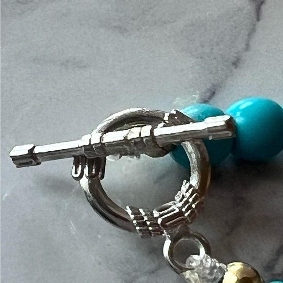 Faux Turquoise Beaded Necklace Western Coastal Grandma Boho Bohemian - Picture 5 of 6